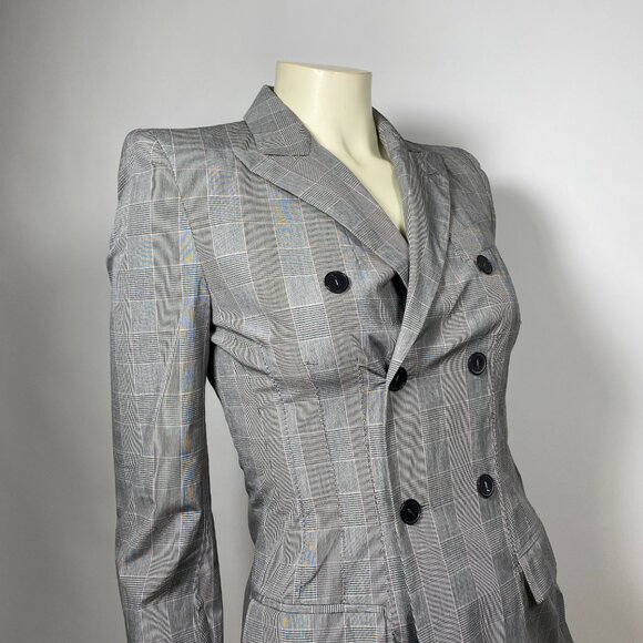 JPG Gaultier 2 Black/White/Pink Plaid Cotton DB Jacket - Picture 5 of 9